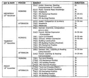 ubteb time table 2022.